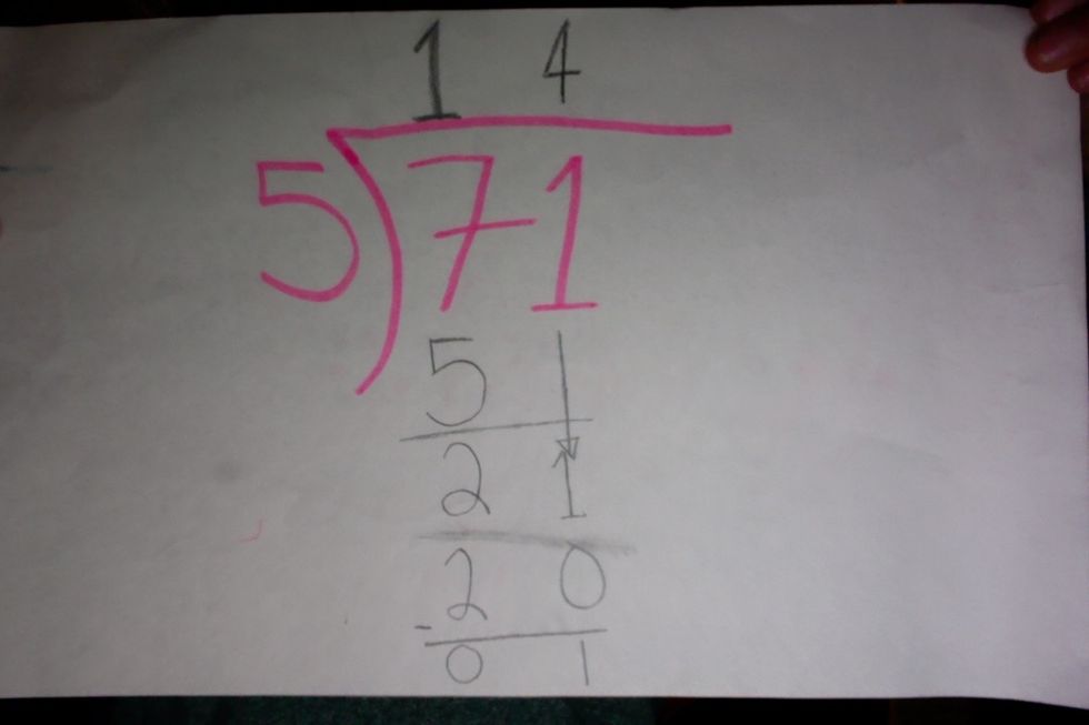 Your answer is 14 with the remainder of 1. Now you know how to do Long division.