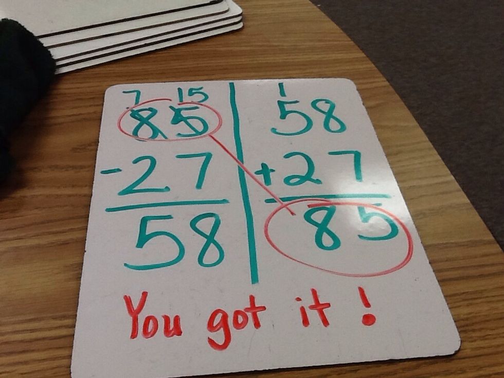 Your answer should match the top number in your subtraction problem!