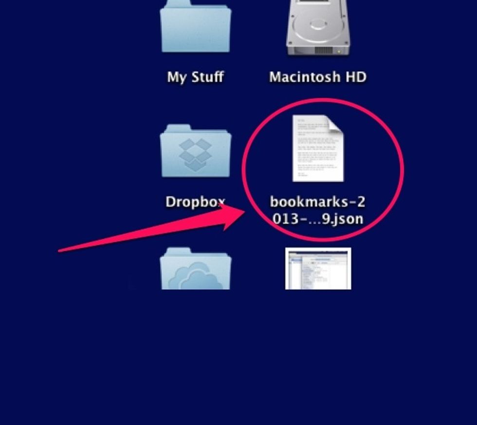 Your backed up bookmarks file will be saved on your desktop. You can then save the file to a flash drive, DVD/CD, or your Google Drive.