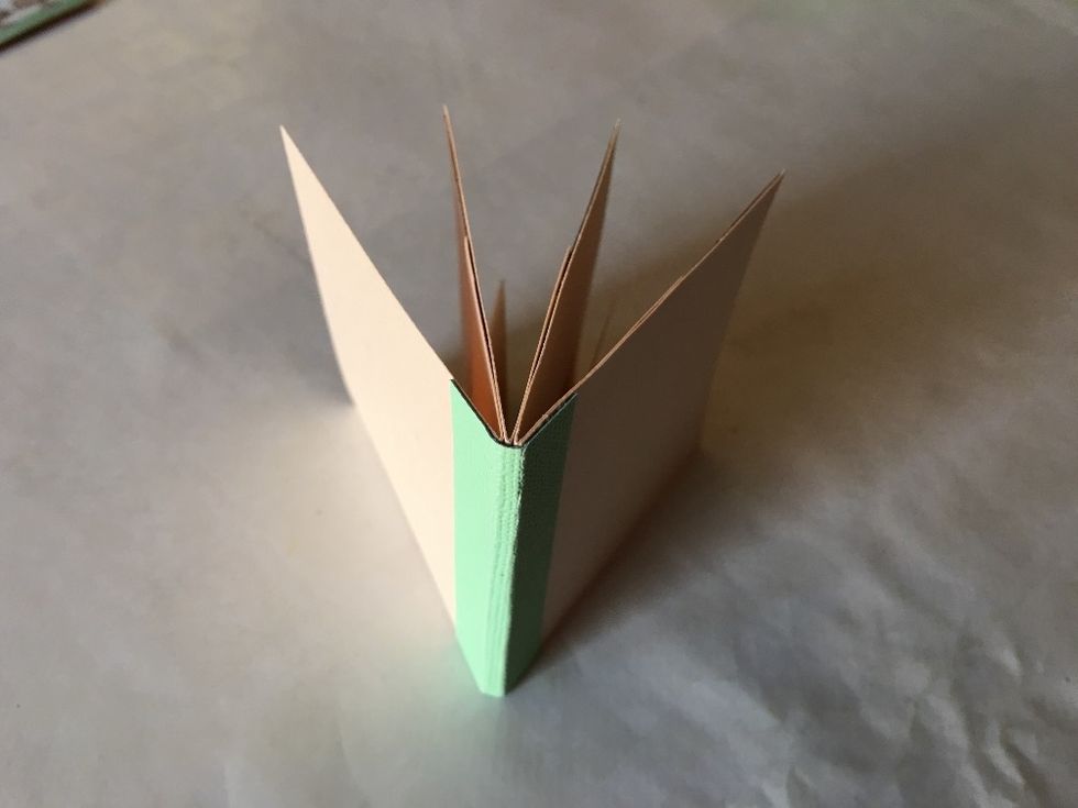 Your booklet now has a cute little spine. As you can see, you can play with different colors of cardstock for some added interest.