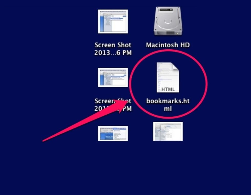 Your bookmarks file will be saved on your desktop.  You can then save the file to a flash drive, DVD/CD, or even your Google Drive.