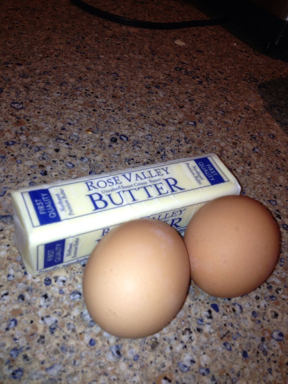 Your butter, but you'll need a one stick plus another half of a stick too. The two organic eggs from my hens \ud83d\ude04