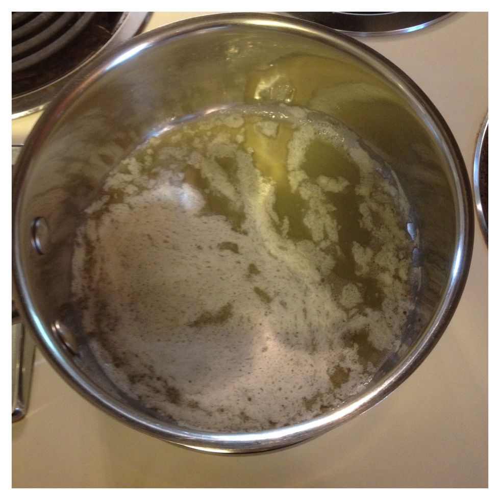 Your butter should be melted but not spattering.