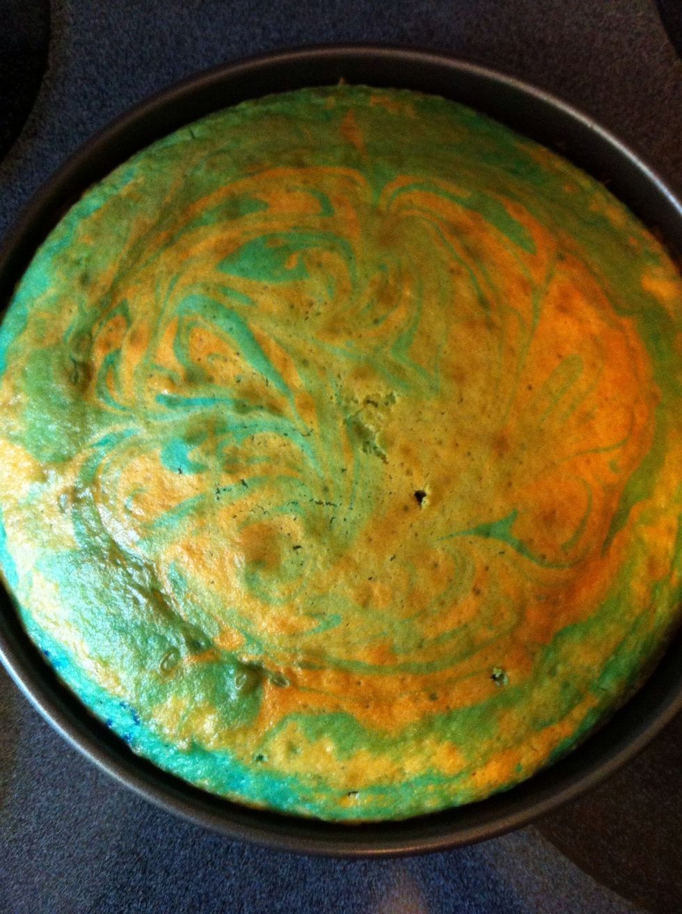 Your cake is baked and fluffy! Stick it with a toothpick to make sure it is done through and through.