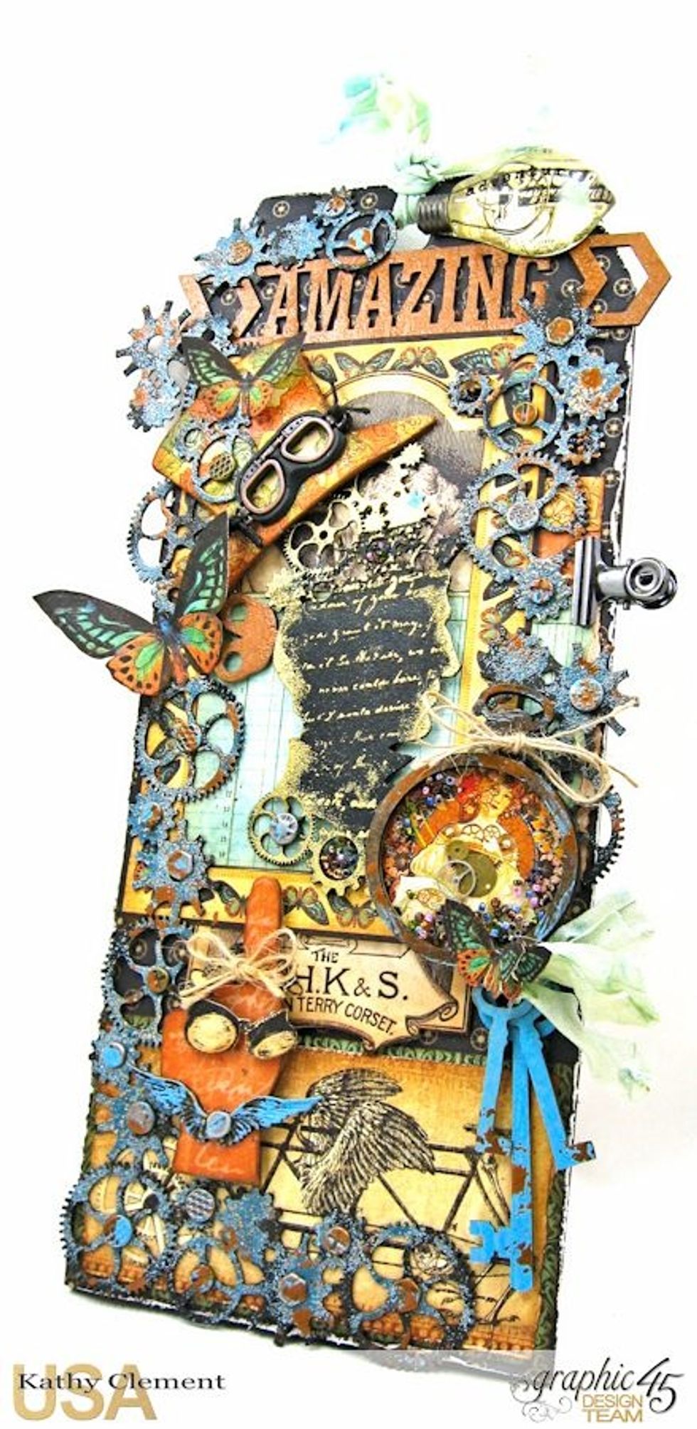 Your Chipboard Steampunk Tag Folio is now ready for display, or to give as a gift. Thanks for joining me.  For more inspiration, visit me at http://www.kathybydesign.com.  Now go get your craft on!