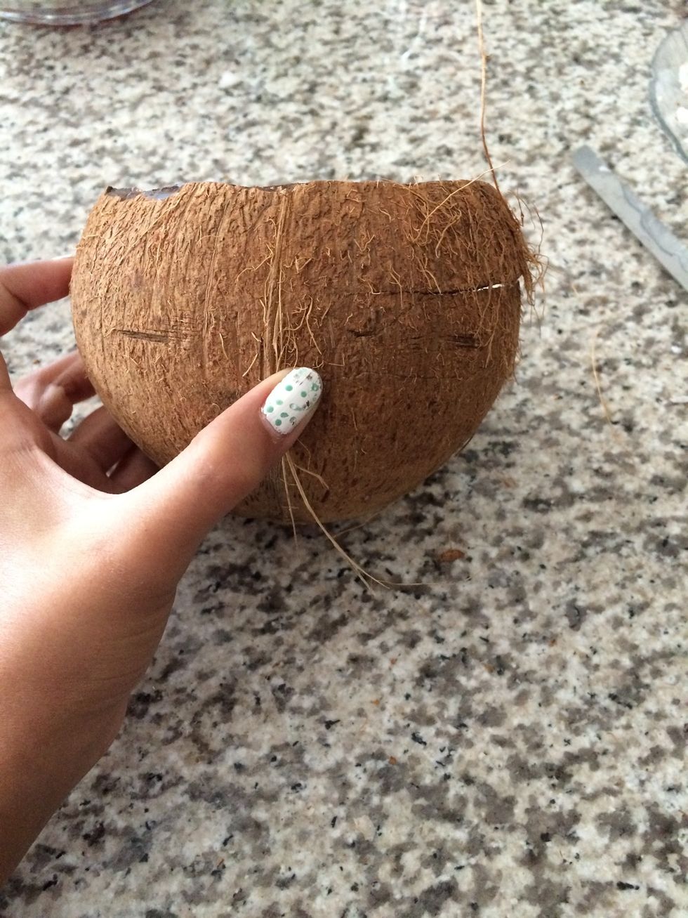 Your coconut should look like this when you cut it open