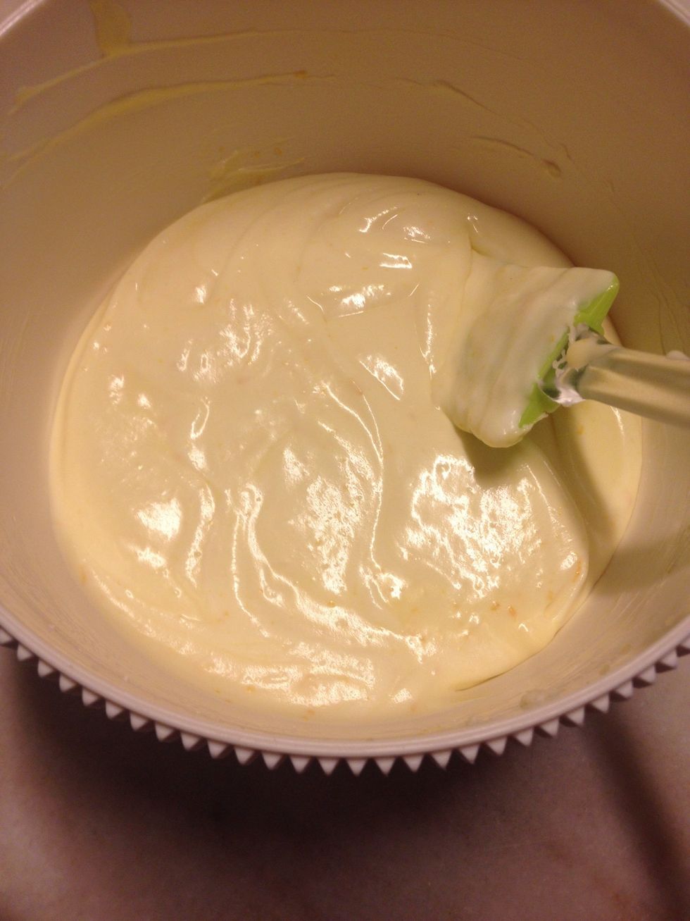 Your cream cheese should look like this when it's incorporate with whipped cream.