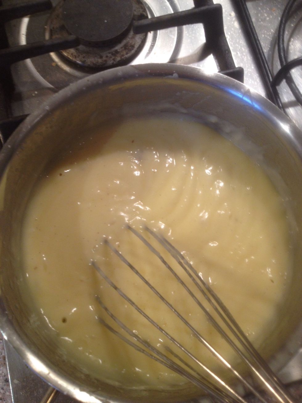 Your custard is done when it starts to bubble slowly. You will know when it is done. It happens quickly, but don't worry, the custard can take some boiling.