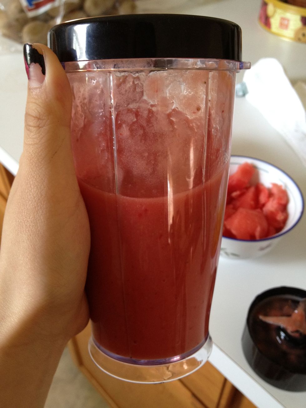 Your finished result, it's healthy & refreshing. I drink this for juice fasting & when I'm craving something sweet. \ud83d\ude0dCan also put in freezer for 30 mins & get a slushie!