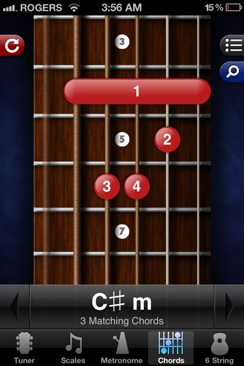 Your first finger is on the fourth fret... Make the chord position shown above and you're golden!