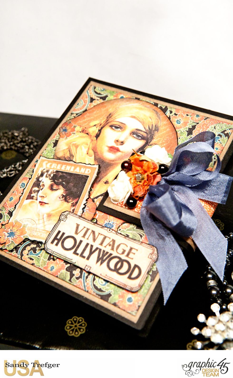 Your Graphic 45 mini Vintage Hollywood album is finished and is ready to tuck into a purse, box or mini train case!