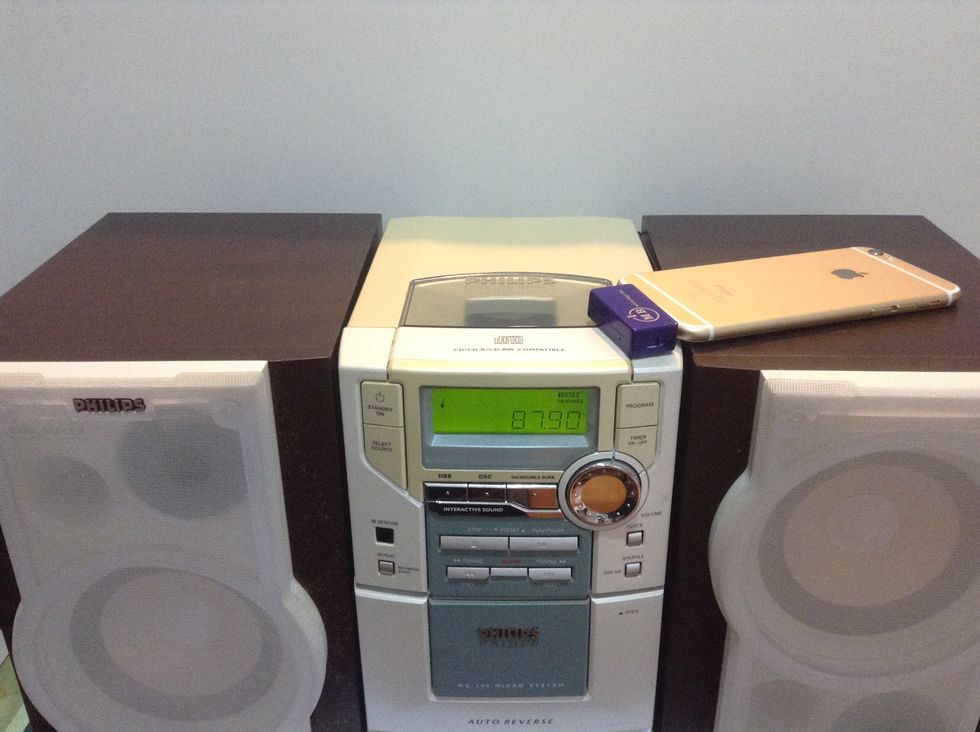 Your iPhone 6 is now connected to your home stereo. You can now enjoy all the sounds from your iPhone 6 through the better speakers of your home stereo.