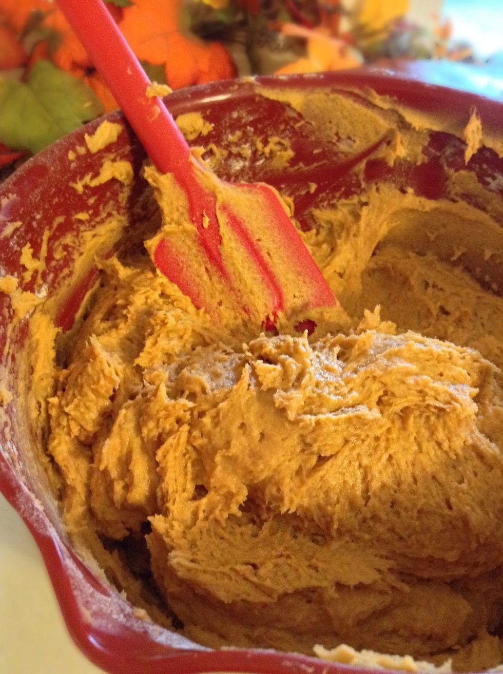 Your mixture should look like this! The full recipe will make about 60 small cookies.