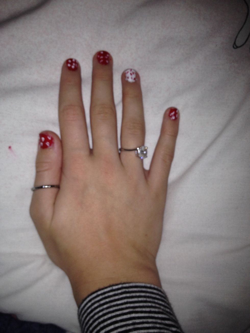 Your nails are nearly done you could leave them like this or you could add glitter!