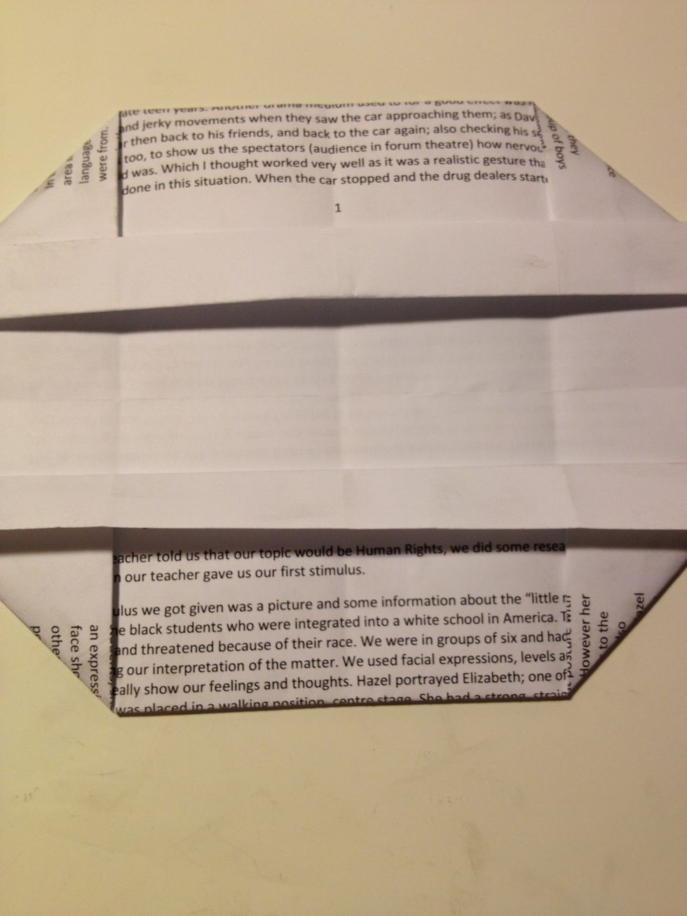 Your paper should now look like this a octagon shape