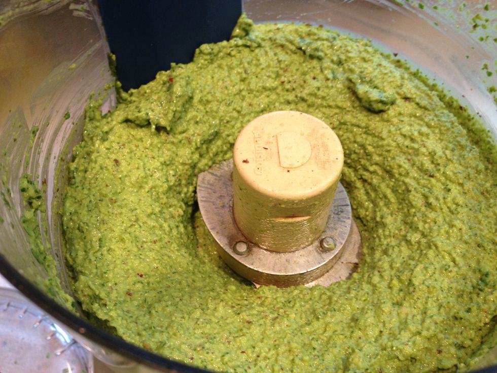 Your pesto can be as thick or as thin as you like, I like it a little thicker, making it great for spreads, but you can have it thinner and use it as a sauce for pasta, or whatever.