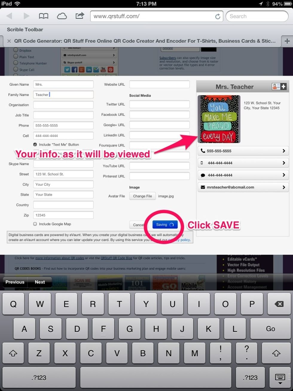 Your picture has uploaded and you can view how it will be displayed to others. If needed, change any information now. When you are finished, click "Save".