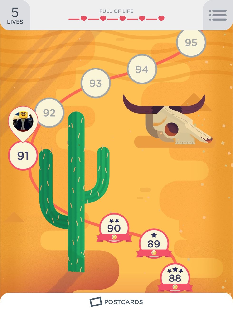 Your progress will be reinstated & you'll have another five lives