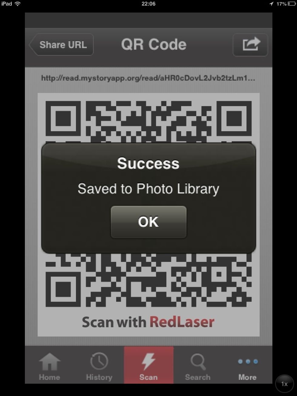 Your QR code is safely saved in your camera roll.