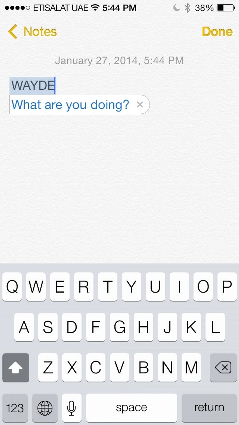 Your shortcut is now active, so simply just type in the acronym or the shortcut you want to use and will appear as an "Auto-Suggestion"
