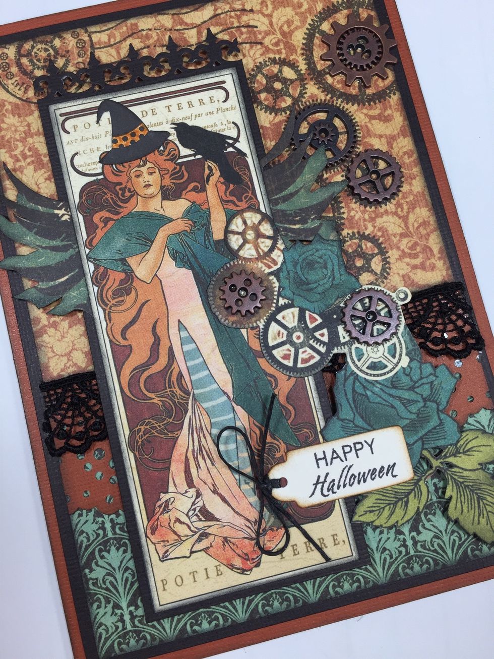 Your Steampunk Halloween card is done! (A card like this will require extra postage.) Be sure you send it to your favorite Halloween enthusiast!