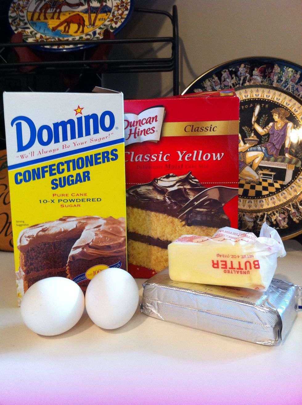 Your supplies. I forgot to add the second 2 eggs