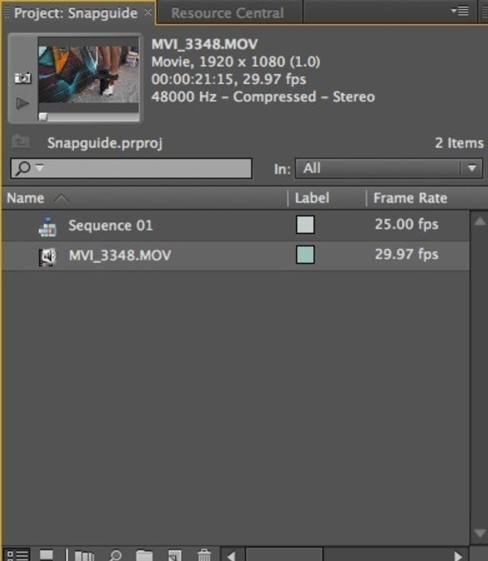 Your video will now show up in the Project window. Drag and drop it onto the Timeline.