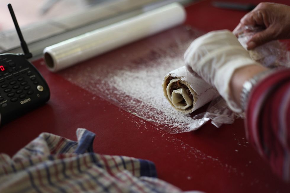 Your waffle log should be white as snow on the outside. The icing sugar will help the waffle logs from breaking.