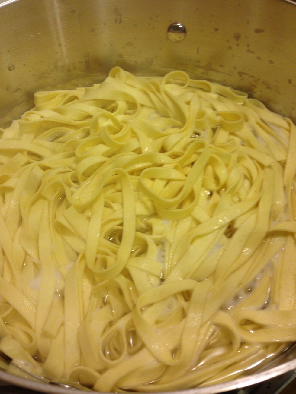 Your water should be boiling by now so cool your pasta according to the directions on the package