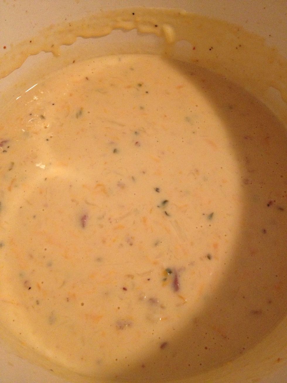 Yummy cheese sauce is coming together! Taste it. If it's missing anything (a pinch of salt...more pepper) add now.