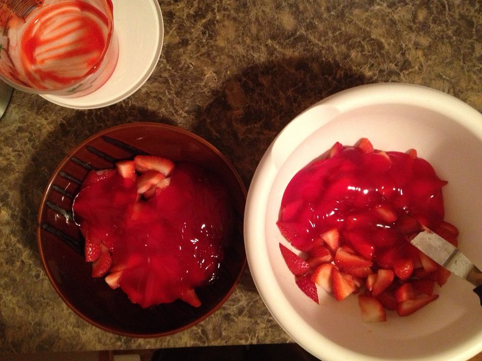 Yup!!! Now mix that together until the strawberries are evenly coated.