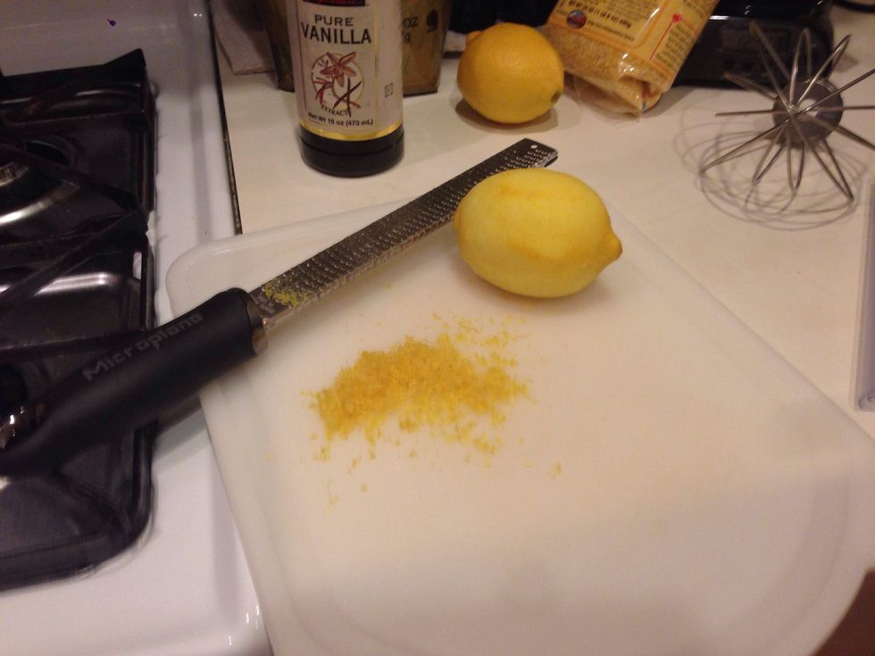 Zest 1 entire lemon & juice it. My lemon was really juicy - probably had almost 3 tablespoons of juice