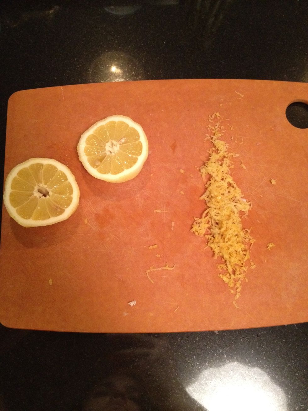 Zest lemon and cut into two halves to juice