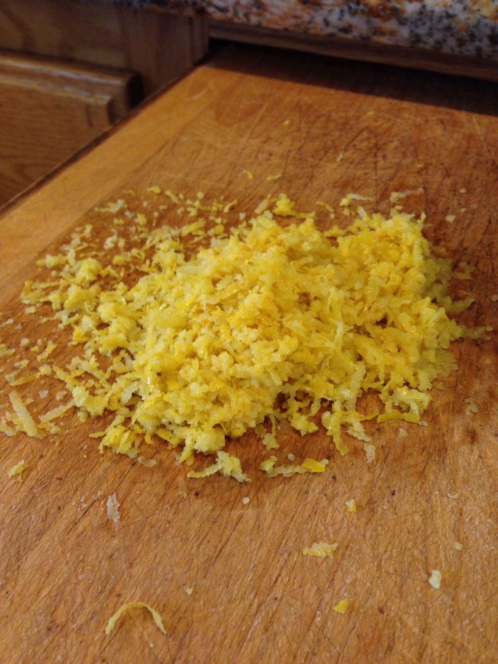 Zest your lemons, (this is basically just grating the peel!)