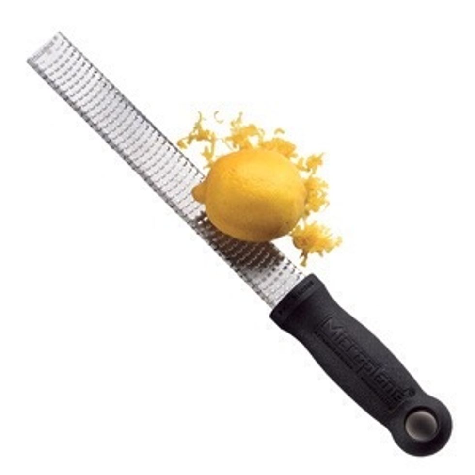 Zester. Used to scrape the zest off of certain fruits. I can use a zester to zest a lemon.