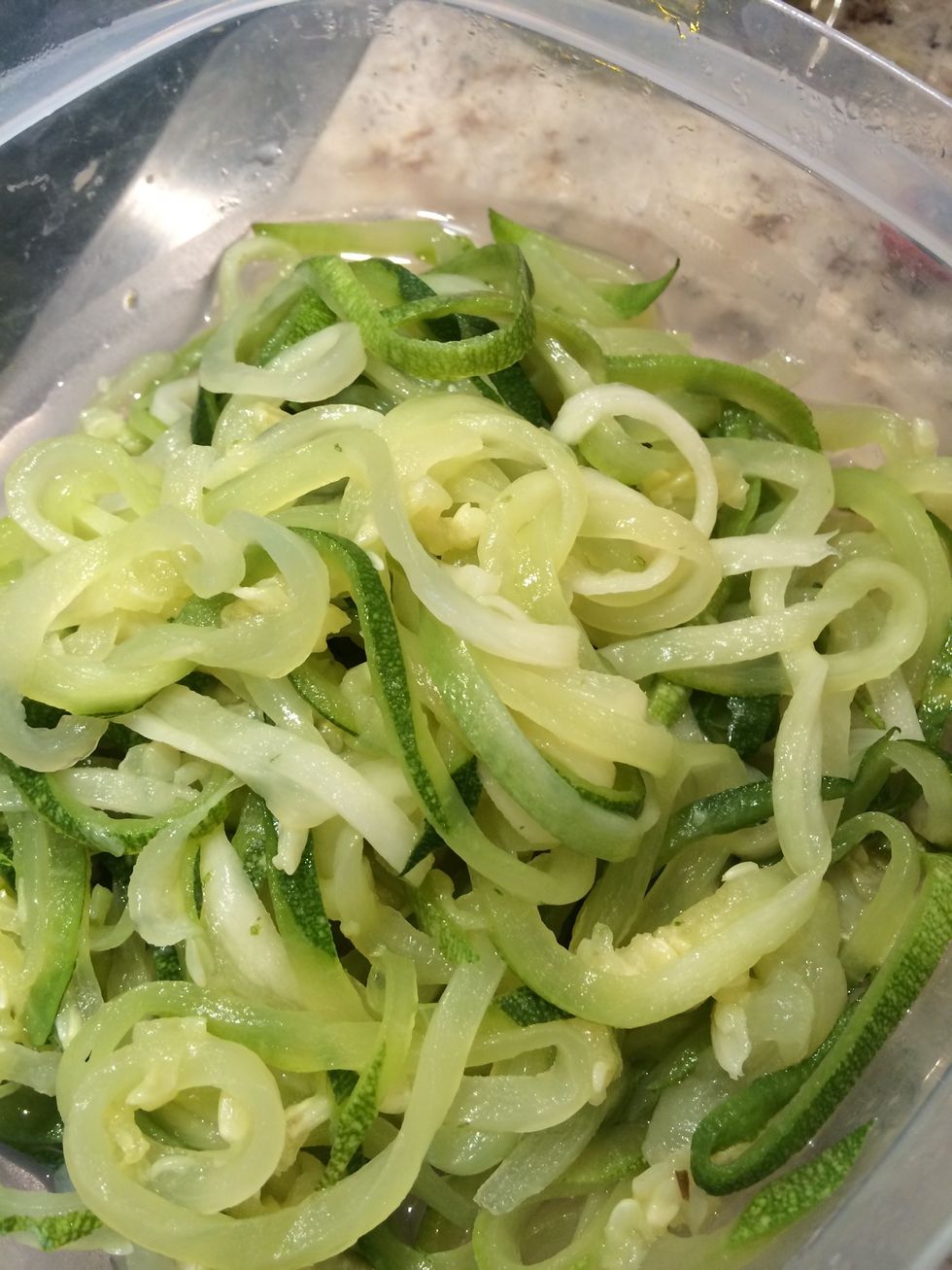 Zucchini (2) made into noodles.